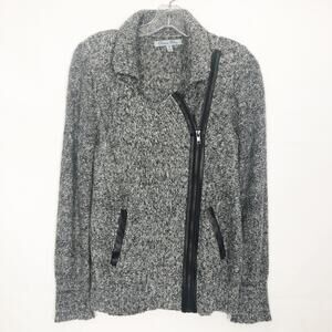 Olivia Sky Asymmetrical Zip Marled Knit Sweater Size Medium